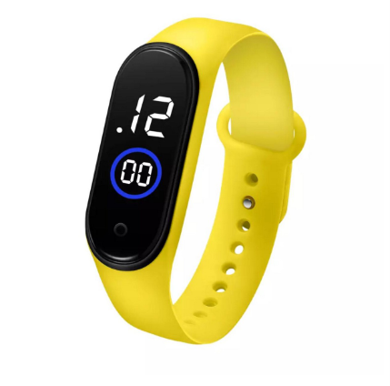 Latest M4 LED Watch Digital Sports Bracelet for Boys & Girls – Waterproof Touch Display – Random Band Color (Without Box)