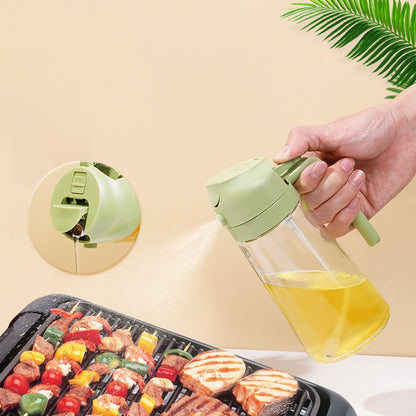 2 in 1 Oil Sprayer Bottle Kitchen Tool for Cooking Baking BBQ Easy Spray and Convenient Use - 470ML | Random Color