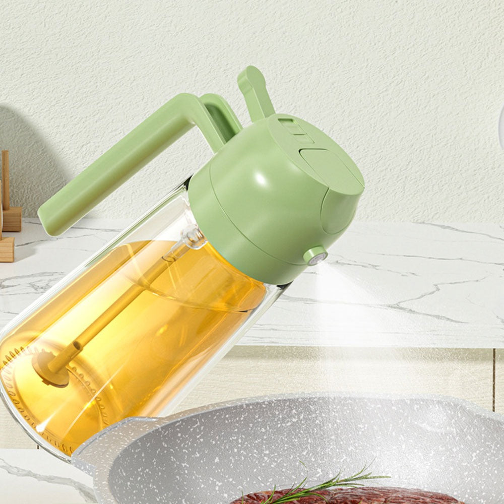 2 in 1 Oil Sprayer Bottle Kitchen Tool for Cooking Baking BBQ Easy Spray and Convenient Use - 470ML | Random Color