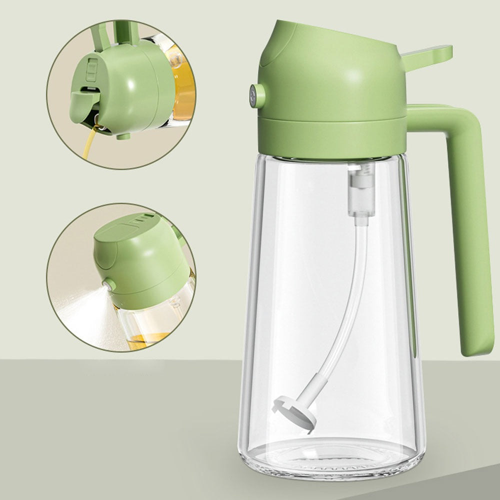 2 in 1 Oil Sprayer Bottle Kitchen Tool for Cooking Baking BBQ Easy Spray and Convenient Use - 470ML | Random Color