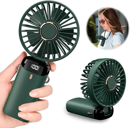 Digital Display Portable Mini Fan – 5-in-1 Multipurpose USB-C Rechargeable Handheld Fan - With Cable (Random Color)