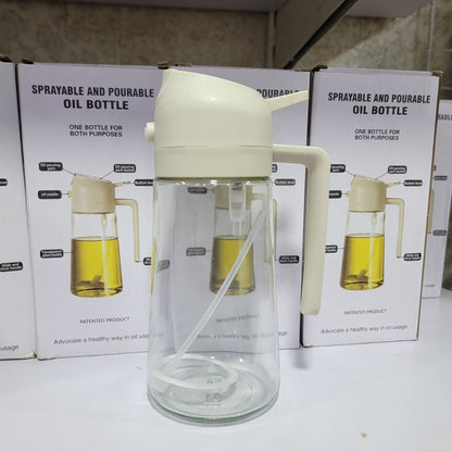 2 in 1 Oil Sprayer Bottle Kitchen Tool for Cooking Baking BBQ Easy Spray and Convenient Use - 470ML | Random Color