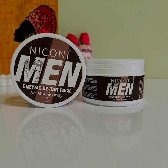 NICONI MEN Enzyme De-Tan Pack for Face & Body – Deep Cleansing & Skin Brightening Tan Removal Cream - 300g