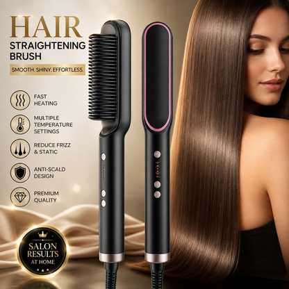 2-in-1 Electric Hair Straightener & Curling Brush – Professional Hair Styler (Random Color)