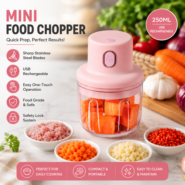 Mini Food Chopper – 250ml ( USB rechargeable )